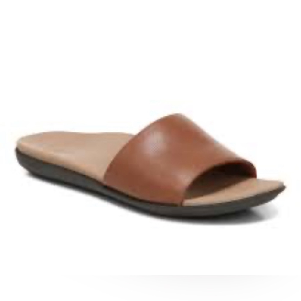 Vionic Val Slides Tan Leather